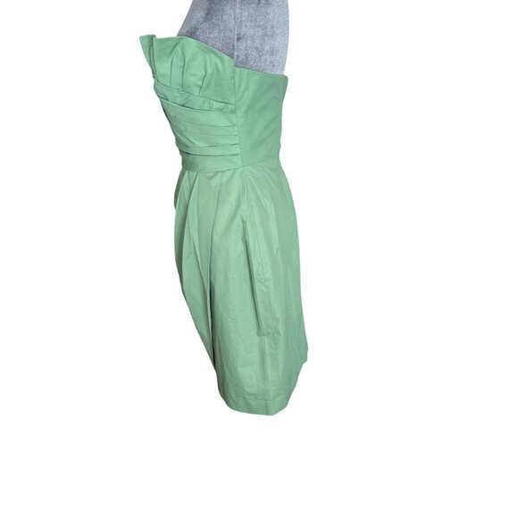 J. Crew Green Strapless Pleated Mini Dress Size 4 Womens Cocktail Party Attire - Picture 3 of 5